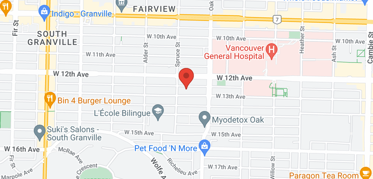 map of 102 1075 W 13TH AVENUE